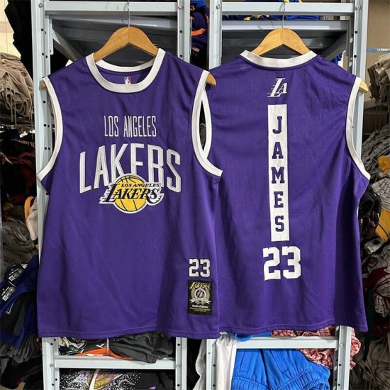 NBA 23 James Lakers Maillot Violet brodé